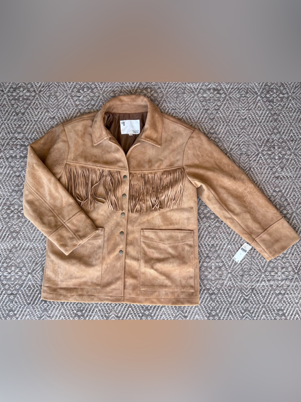 NWT Anthropologie Pilcro Faux Suede Fringe Western Jacket Honey S